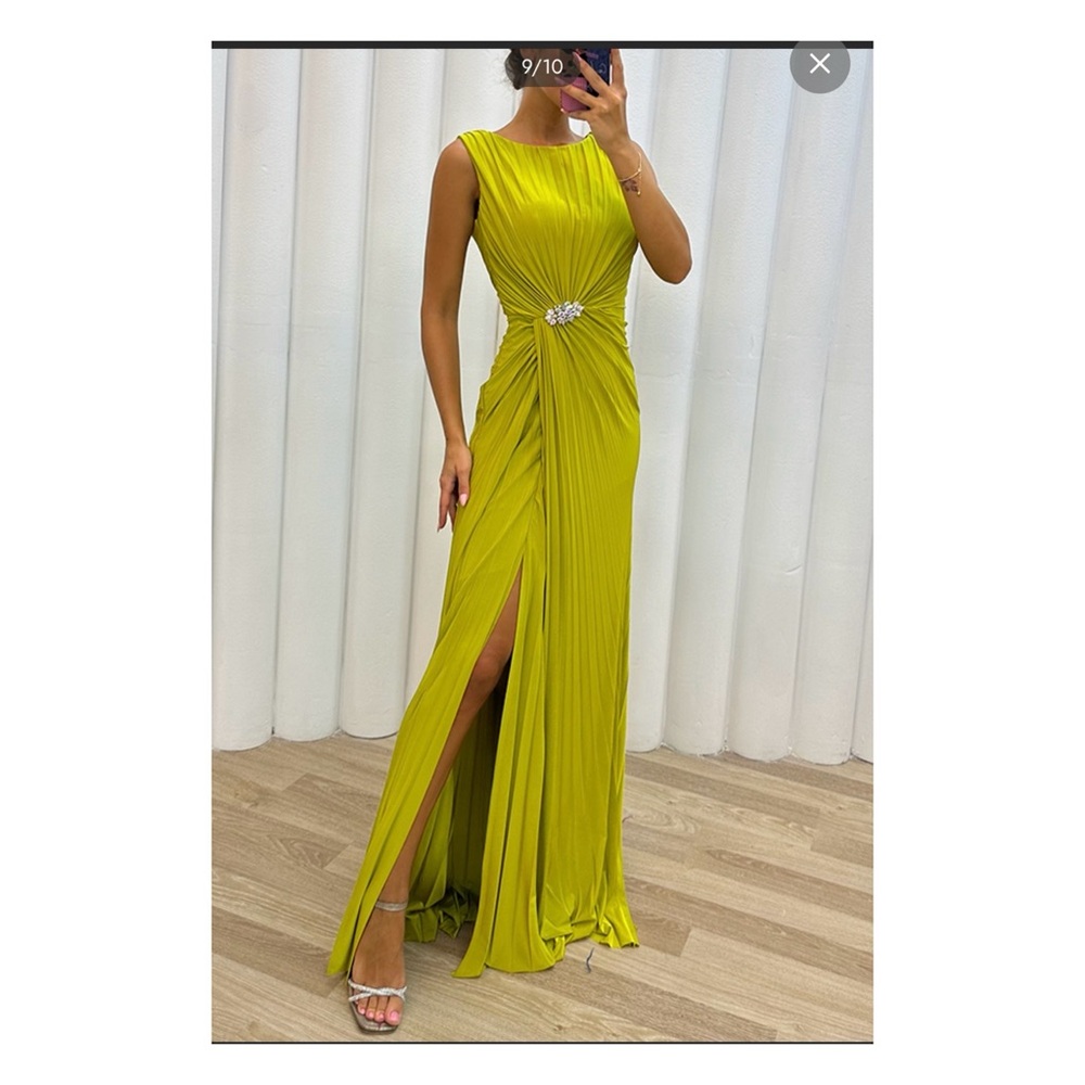 Elegant Chartreuse Evening Gown brand new